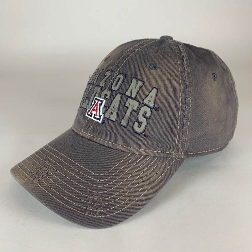 Arizona Wildcats NCAA Gray Blue The Game Distressed Relaxed Fit Strapback Hat